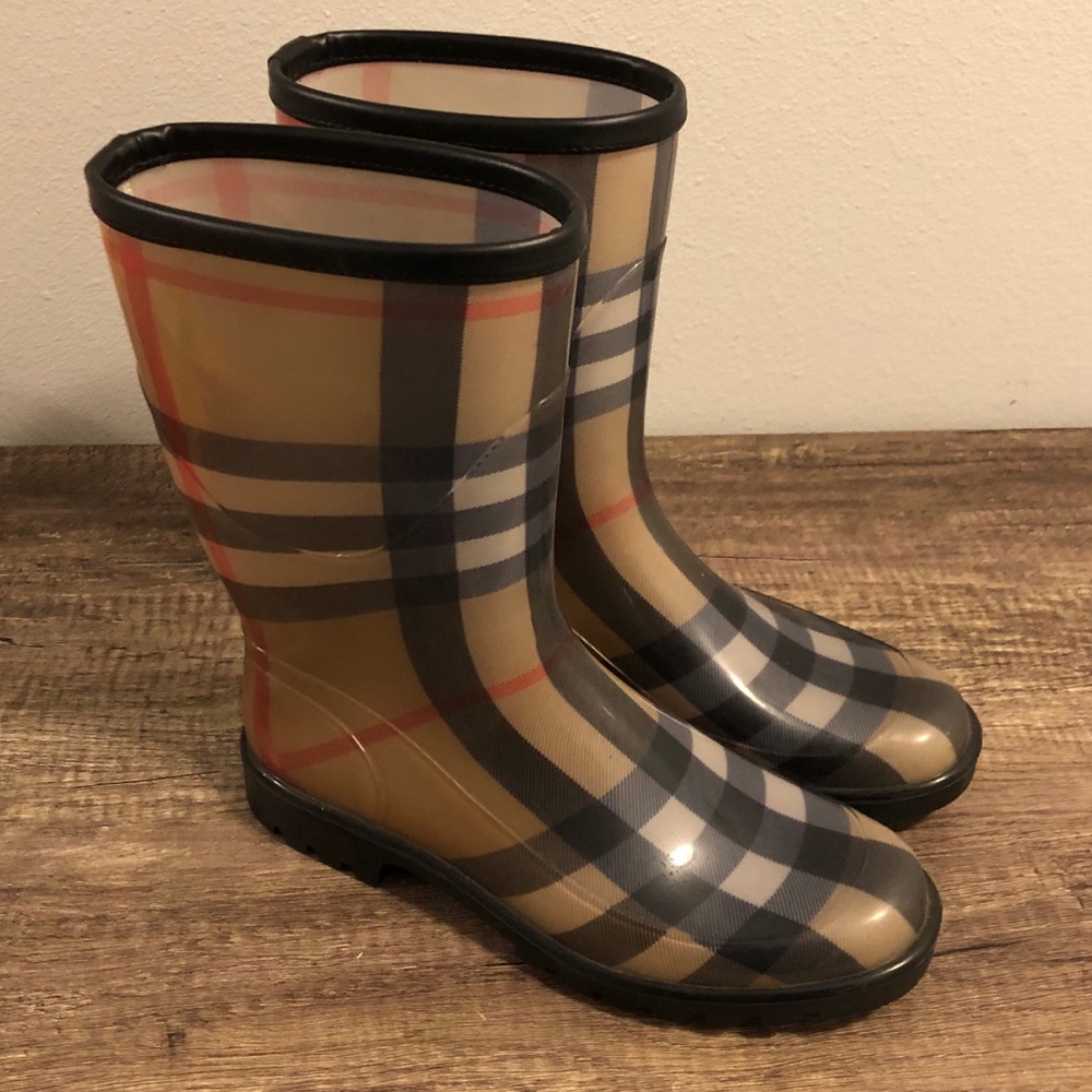 Burberry House Check Coated Canvas Rain Boots